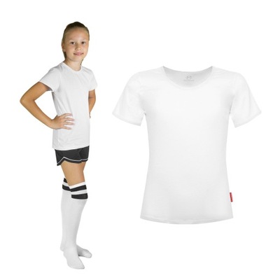 Bluzka T-shirt na krótki rękaw dla dziewczynki biała do szkoły na WF 164