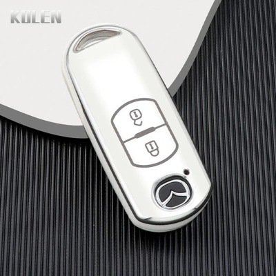 2 BOTÓN WHITETPU CAR SMART KEY CASE COVER FOB FOB PARA MAZDA 2 3 6 ATENZA  