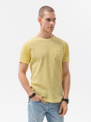 T-shirt męski bez nadruku S1182 żółty S defekt