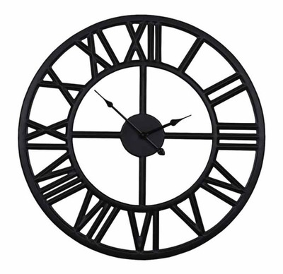 Czarny zegar metalowy loft nowoczesny retro 80 cm