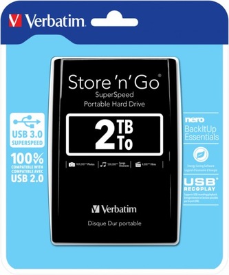 Szybki Dysk zewnętrzny HDD Verbatim Store'n'Go 2TB
