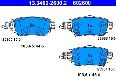 КОЛОДКИ ТОРМОЗНЫЕ RENAULT ЗАД KADJAR 1,2-1,6/1,5-1,7 DCI 15- 13.0460-2600.2