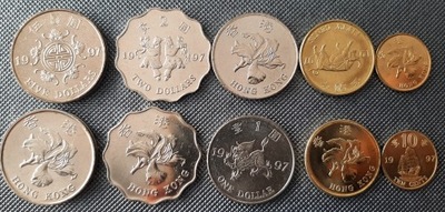 HONG KONG 1997r zestaw 5 monet rzadki