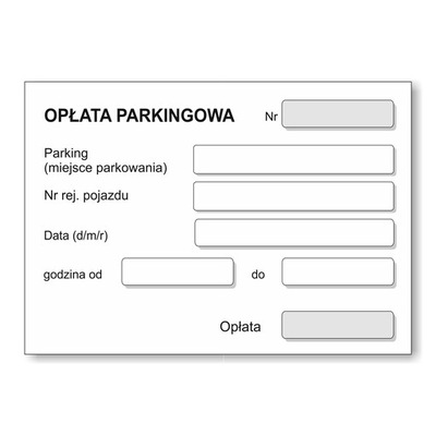 Opłata Parkingowa-Kwit parkingowy-Bilet parkingowy