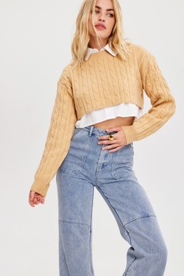 Loavies Beige cropped jumper