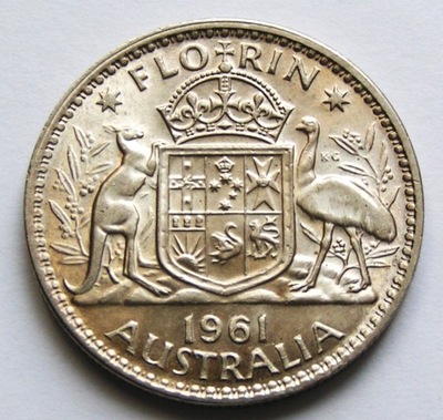 Australia Floren 1961r. ok.menniczy stan -srebro