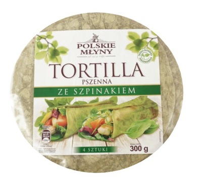 Tortilla pszenna ze szpinakiem 300 g (4 sztuki)