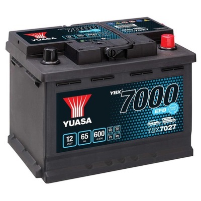 BATERÍA YUASA EFB 12V 65AH 600A P+ YBX7027  