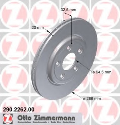 ZIMMERMANN JAGUAR S-TYPE 288MM DISCOS PARTE TRASERA 290.2262.20  