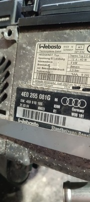 AUDI A8 D3 HEATING POSTOJOWE WEBASTO 4E0265081G  