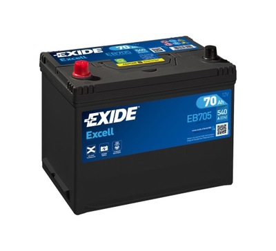 Аккумулятор exide excell 12v 70ah 540a l+ eb705 фото №1