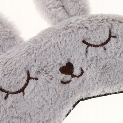 1 Plush Bunny Eye Cover - Grey