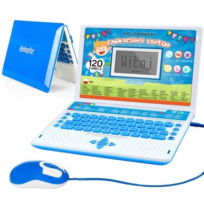 KINDERPLAY LAPTOP DLA DZIECI EDUKACYJNY DO NAUKI LITEREK LICZENIA 120 OPCJI