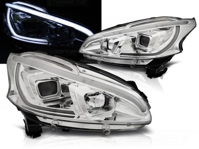 Лампи передні фари лінзові drl led хром do peugeot 208 12-15 фото №1