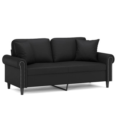 2-osobowa sofa z poduszkami, czarna, 140 cm, sztuc