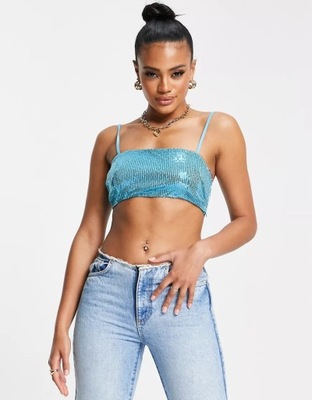 NAANAA CROP TOP ZDOBIONY CEKINAMI XS