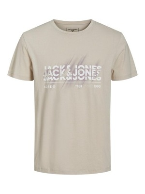 JACK&JONES - t-shirt podkoszulek beżowy M