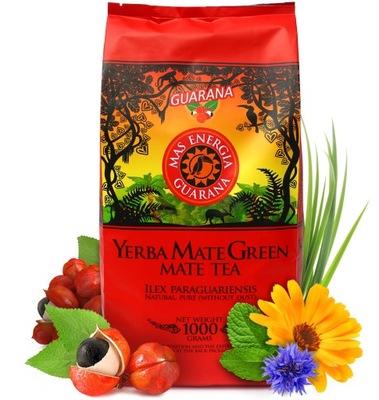 Yerba Mate Green MAS ENERGIA GUARANA 1kg despalada