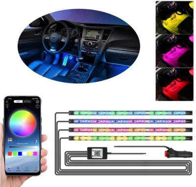 Лента led rgb 5050 12v bluetooth приложение освещение кабина автомобиля автомобиля фото №1