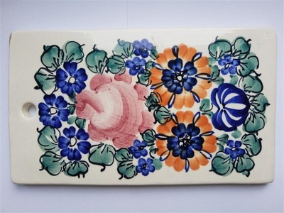 Włocławek ręcznie malowana płytka do zawieszenia 12 x 20,5 cm.
