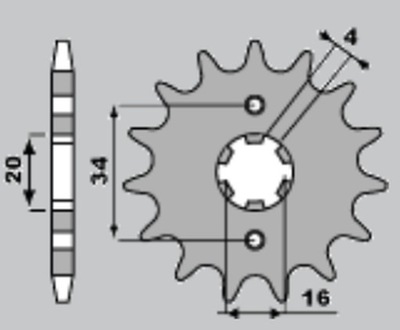 ZEBATKA PRZEDNIA 16 YAMAHA XT 125 200 82-93