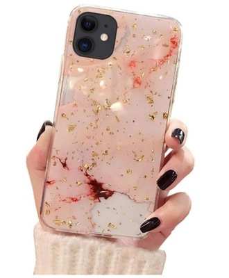 Etui Case iPhone 11 marmur różowy z drobinkami