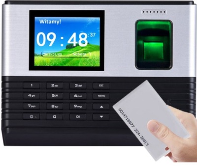 POLSKI SYSTEM Rejestrator pracy na odcisk palca, karty zbliżeniowe + WiFi
