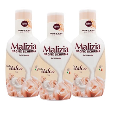 MALIZIA 3 x włoski płyn do kąpieli Talco 1L