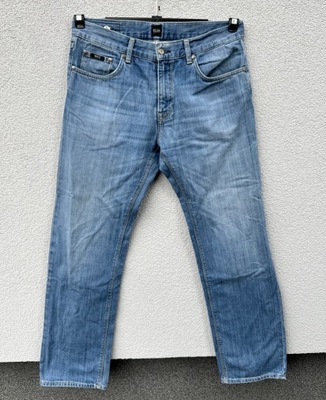 Hugo Boss W33 L32 stylowe błękitne spodnie jeansowe vintage