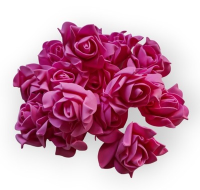 Ciemno Różowe Piankowe róże 7 CM różyczki 5 sztuk
