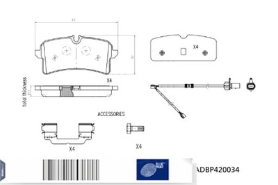 BLUE PRINT КОЛОДКИ ДИСКОВЫЕ ТОРМОЗНОЕ ЗАД AUDI A6 C7 A7 4.0 02.12-09.18 фото