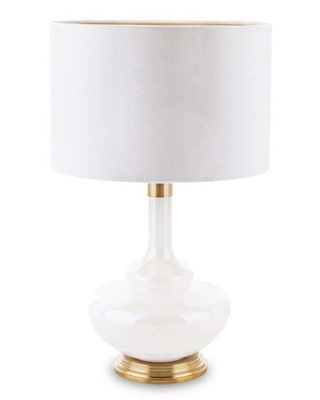 Lampa Z Kloszem biało-złota metalowa stołowa