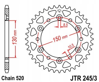 ЗУБЧАТКА ЗАДНЯЯ JT 45-ZĘBÓW YAMAHA YZF 600 1996-2002