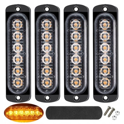 4 PIECES 6 LED WARNING STROBOSKOP AID CAR TRAILER  