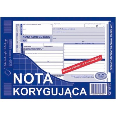 DRUK NOTA KORYGUJĄCA A5 108-3E