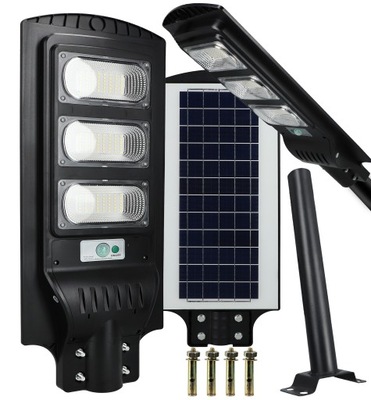 Lampa solarna uliczna LED mocna czujnik ruchu zmierzchu latarnia 150W=1500W