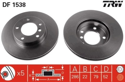 2X DISCO DE FRENADO BMW PARTE DELANTERA E36 92- DF1538  