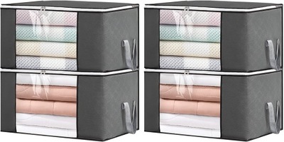 4X TORBA MATERIAŁOWA DO PRZECHOWYWANIA UBRAŃ ZABAWEK ORGANIZER POJEMNIK 90L