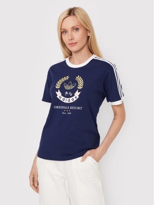 ADIDAS GRANATOWY T-SHIRT HAFT (36)