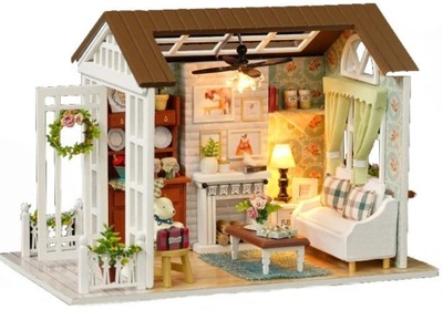 Domek dla lalek drewniany salon model do złożenia