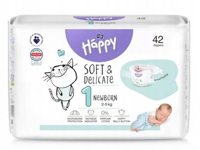 Pieluszki Bella Baby Happy rozmiar 1 2-5 kg 42 szt.