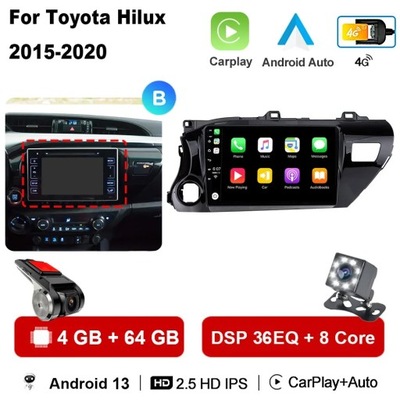 RADIO DE AUTOMÓVIL ANDROID 13 PARA TOYOTA HILUX PICK UP AN120 2015-2020 CARPLAY  