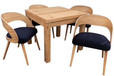 stół kwadratowy 90x90 rozkładany do 340cm fornir mały ale DUŻY + 4 krzesła