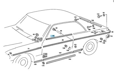 Накладка хром дверь правая верхний подоконная mercedes w123 купе фото №1