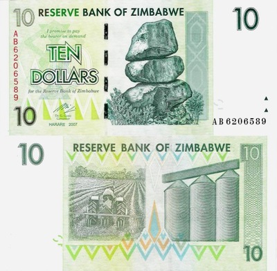 Zimbabwe 2007 - 10 Dollars Pick 67 UNC
