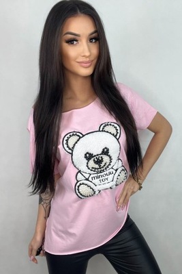 T-shirt bluzka Agnes Miś Minouu różowy