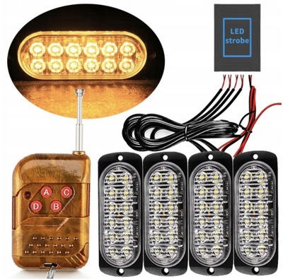 STROBOSKOP LED POMARAŃCZOWE ŚWIATŁA AWARYJNE 12V