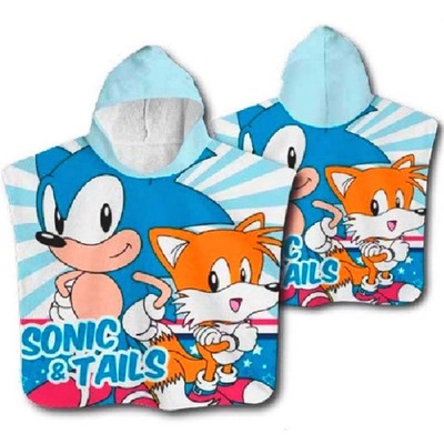 Ręcznik ponczo z kapturem Sonic niebieski