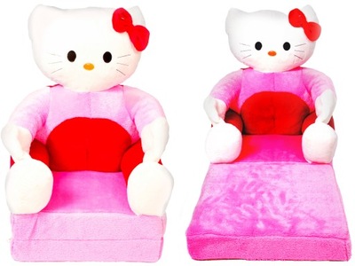 Różowy rozkładany fotelik z pluszu kotek