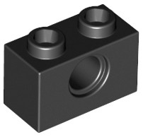 Lego 3700 Technic cegła 1 x 2 z otworem czarny 1 szt